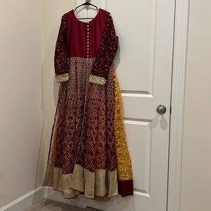Maroon & Gold Desi Set